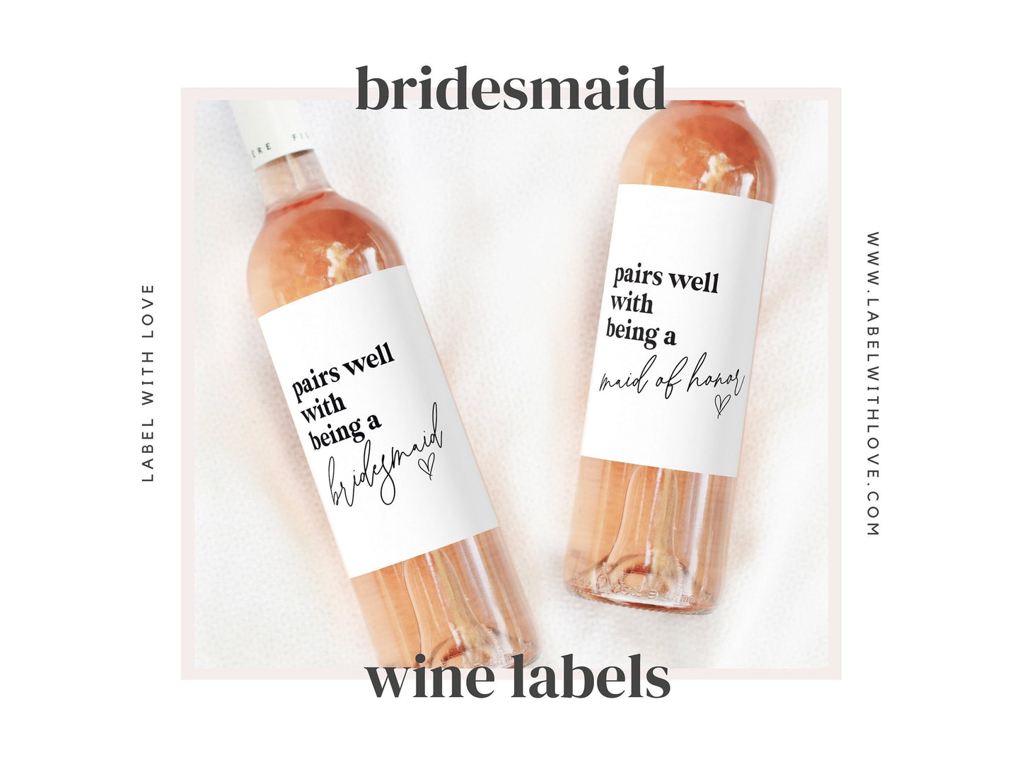 Pairs Well with Bridesmaid Duties | Wine Label | Bridesmaid Proposal Gift | Maid of Honor Sticker | Wedding Custom Wine Label