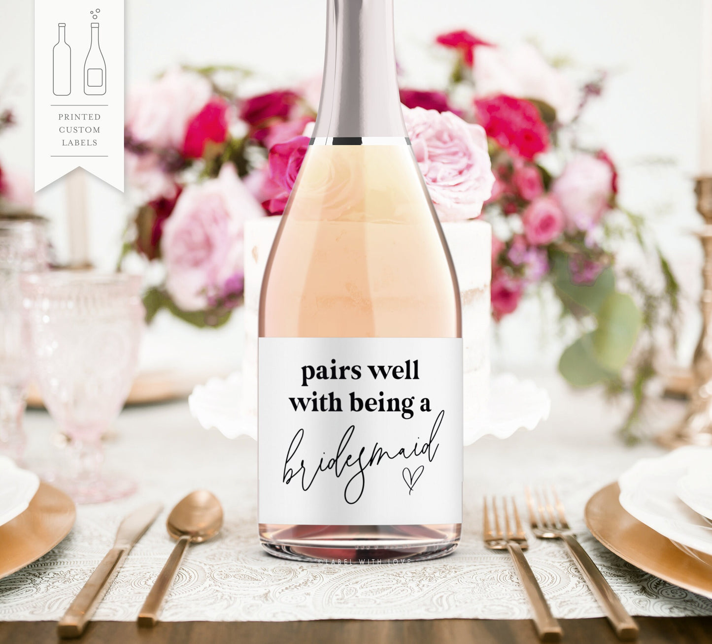 Pairs Well with Bridesmaid Duties | Wine Label | Bridesmaid Proposal Gift | Maid of Honor Sticker | Wedding Custom Wine Label