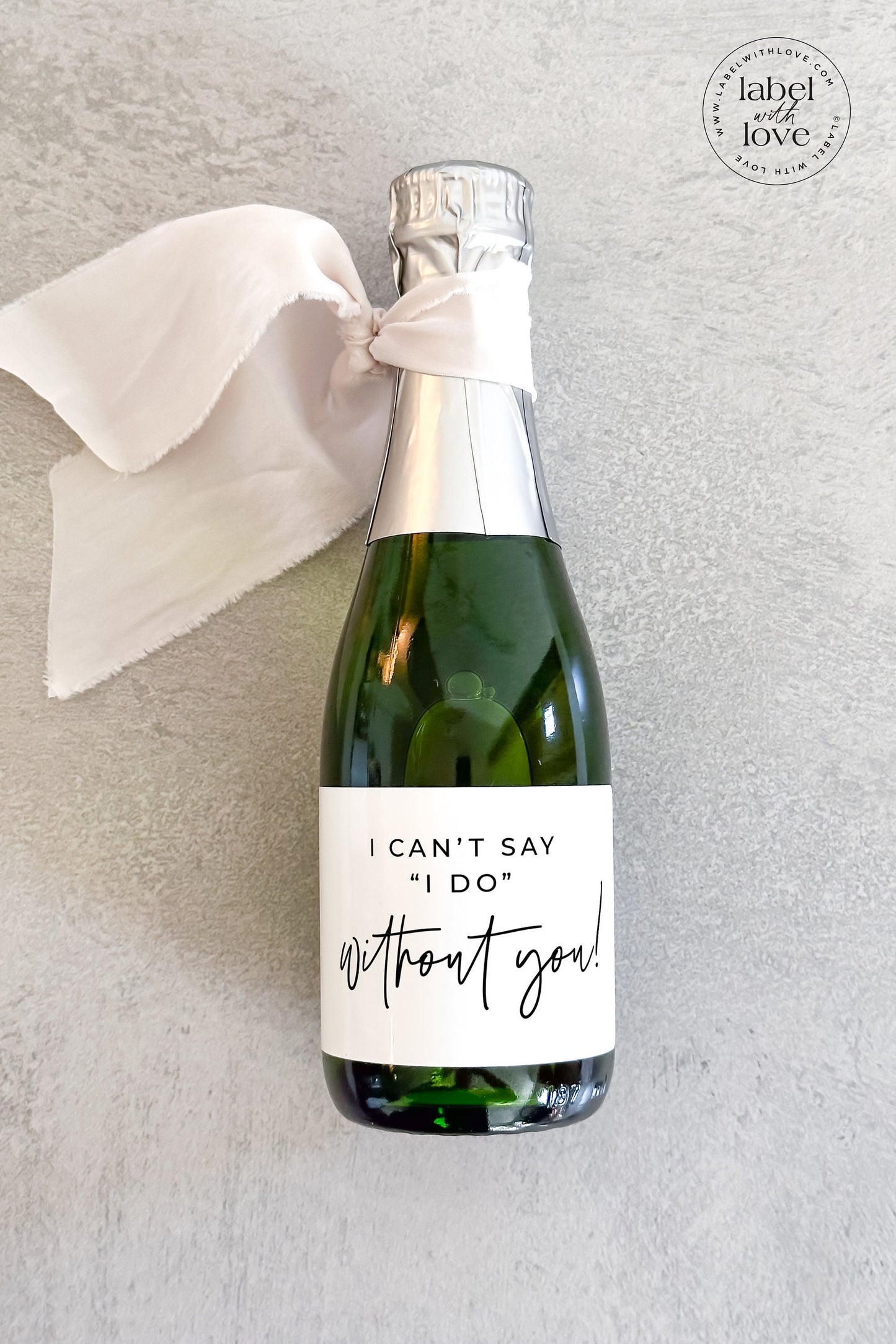 Modern Bridesmaids Proposal Mini Champagne Labels, Be My Bridesmaid Box Idea, I can't Say I do Without You, Bridal Party Gift Idea FWOM1