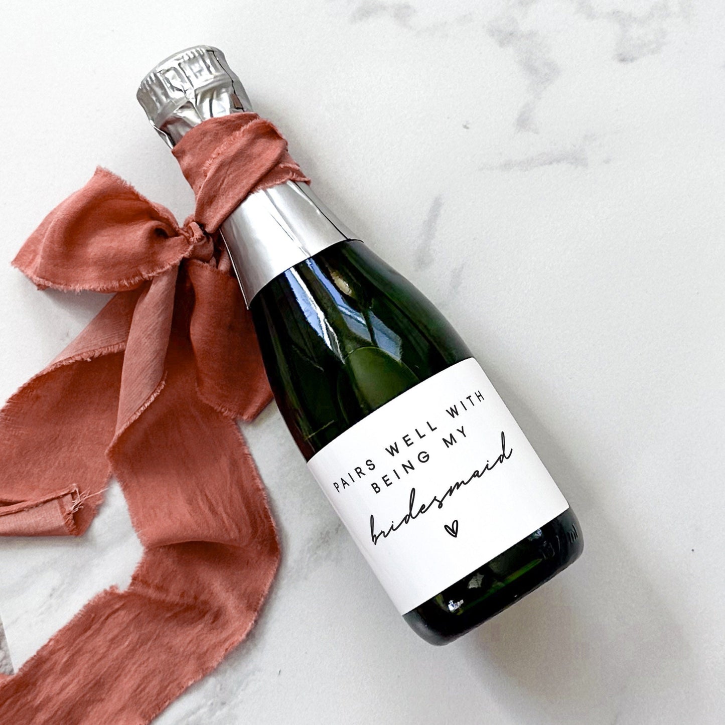 Pairs Well With Being My Bridesmaid Mini Champagne Label | Maid of Honor Gift | Bridal Party Champagne | Wedding Party Gift | Bridesmaid Gift