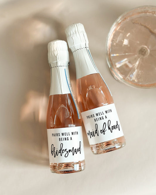 Bridesmaid Gift Pairs Well with Bridesmaid Duties Champagne Labels | Bridesmaid Proposal Box Bottle Stickers |  Maid of Honor Gift | MADBM1