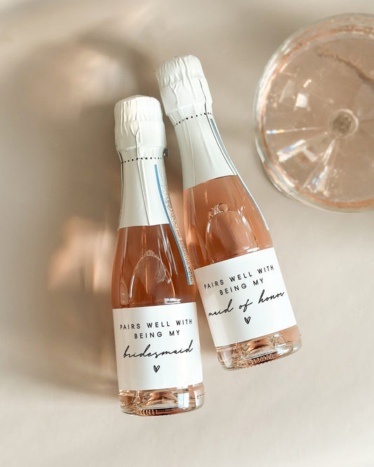 Bridesmaid Proposal Gift, Bridesmaid Mini Champagne Label, Bridesmaid Gift, Maid of Honor Gift,  Wedding Party Gift, Bridal Party Gift