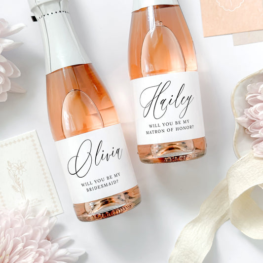 Personalized Bridesmaid Proposal Mini Champange Labels – Personalized Champagne Stickers for Bridesmaid & Maid of Honor Gifts