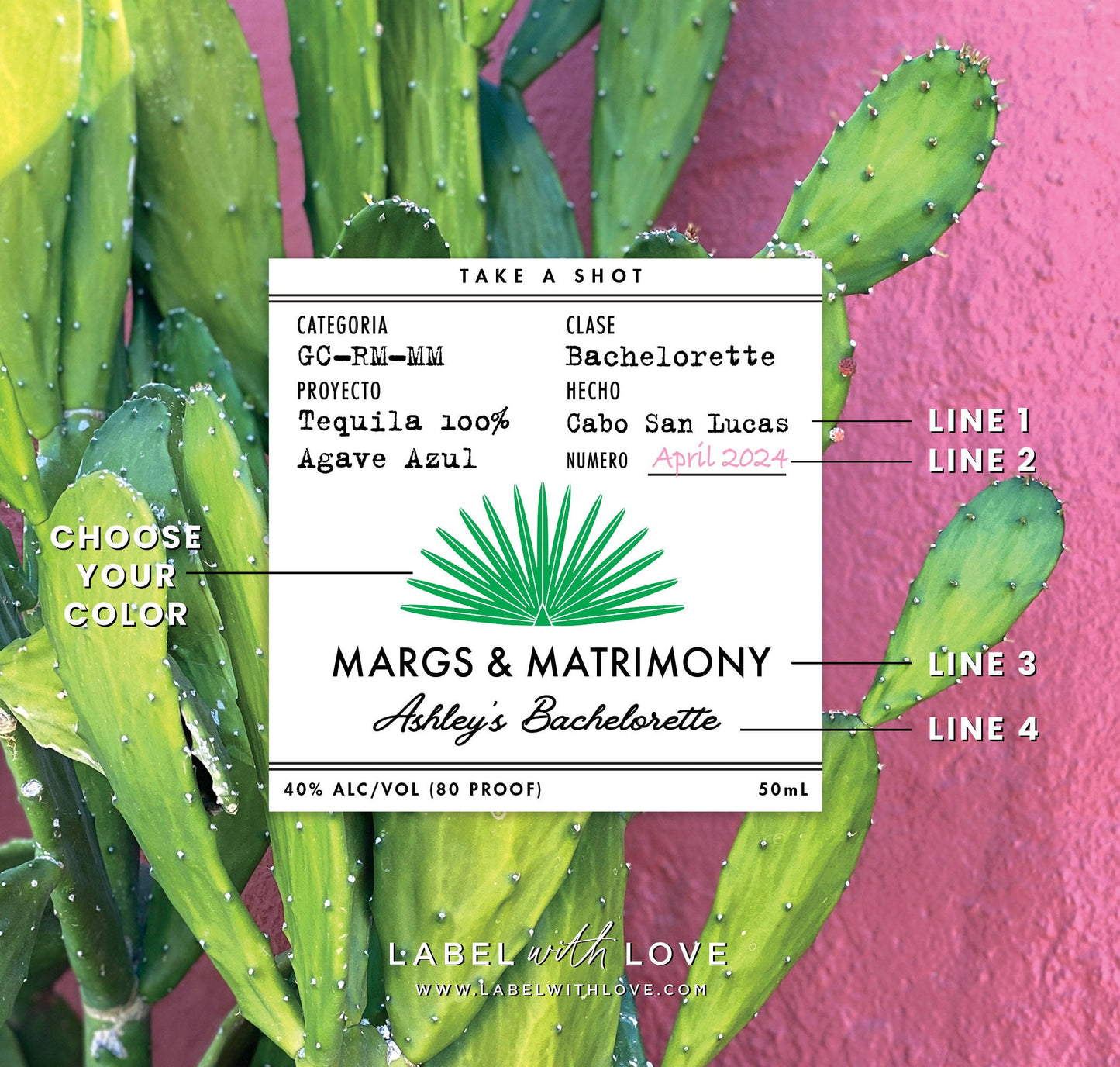 Bachelorette Casamigos Labels 50 mL | Margs and Matrimony | Tequila Shot Label | Bridal Shower Liquor Labels | Margarita Bach Party Favor |