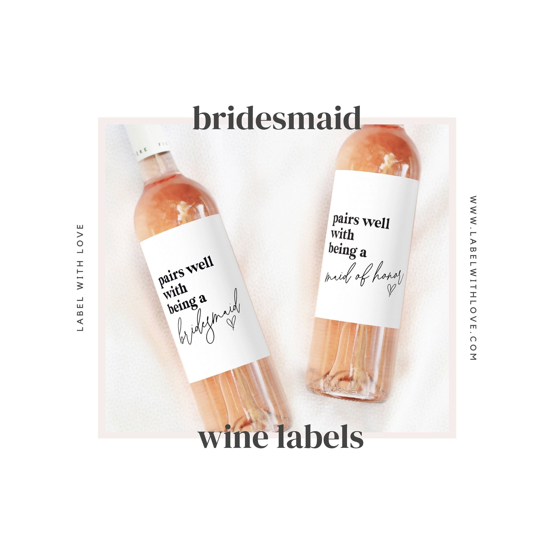 Pairs Well with Bridesmaid Duties | Wine Label | Bridesmaid Proposal Gift | Maid of Honor Sticker | Wedding Custom Wine Label