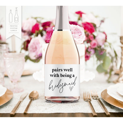 Pairs Well with Bridesmaid Duties | Wine Label | Bridesmaid Proposal Gift | Maid of Honor Sticker | Wedding Custom Wine Label