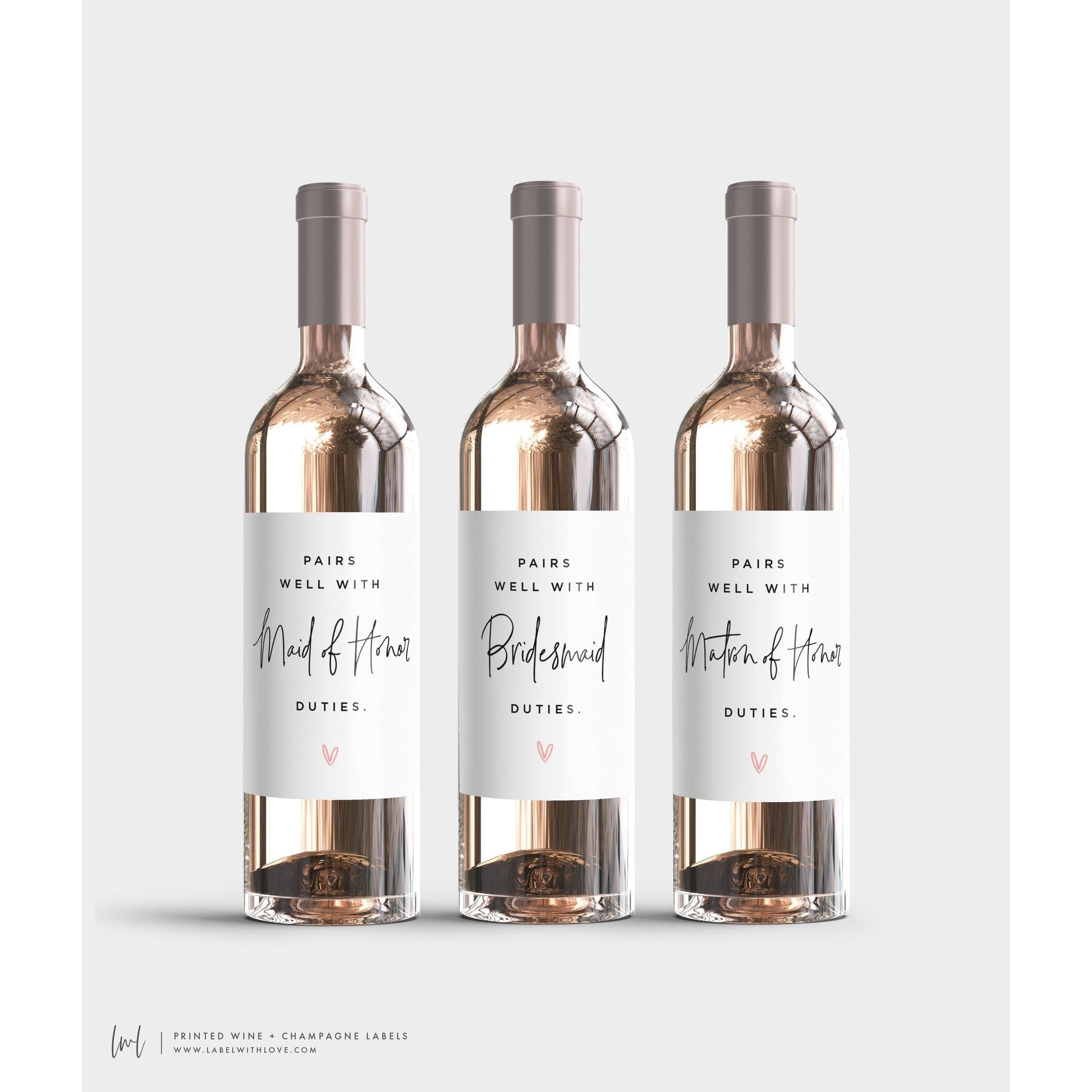 Pairs Well with Bridesmaid Duties Wine Lable, Will You Be My Bridesmaid Proposal Wine Label, Maid of Honor Wine Bottle Label