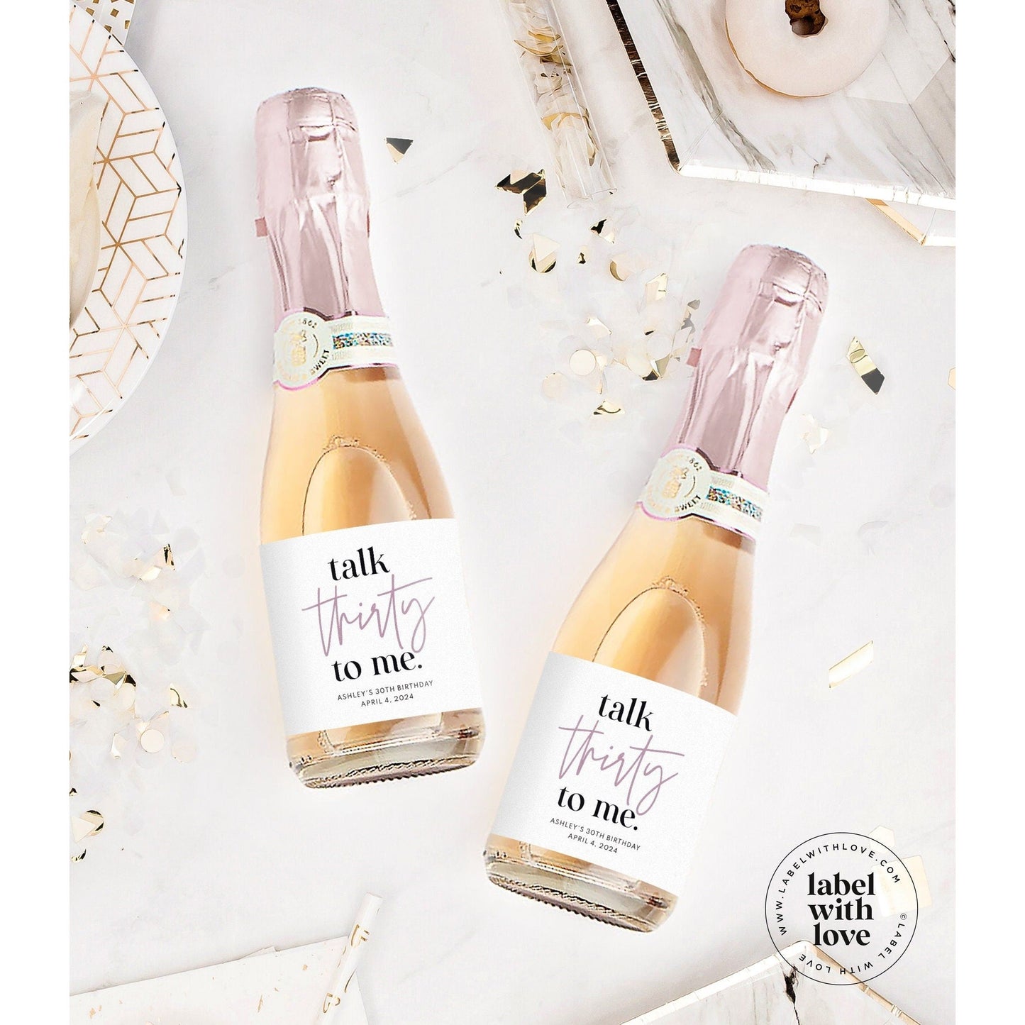 Birthday Mini Champagne Labels, Talk 30 To Me, Dirty Thirty Birthday Wine Labels Sticker Label 30th Birthday Invitation Decorations