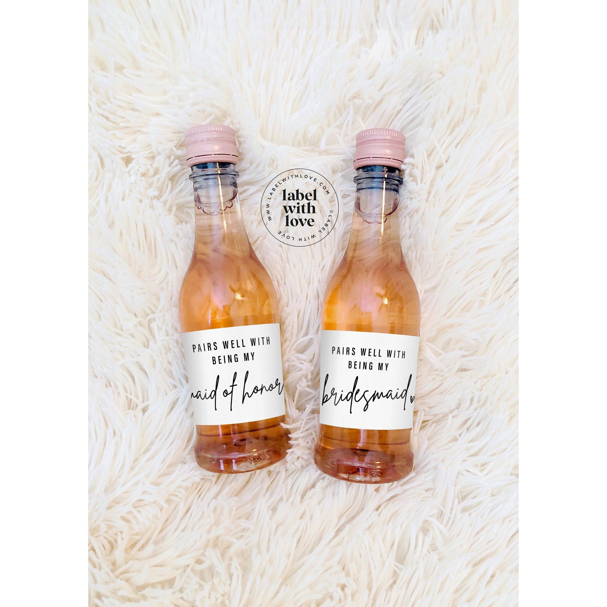 Modern Bridesmaid Gift Mini Champagne Label, Bridesmaid Proposal Box Idea, Maid of Honor Wine Sticker, Bridal Party Gift, BRBM1