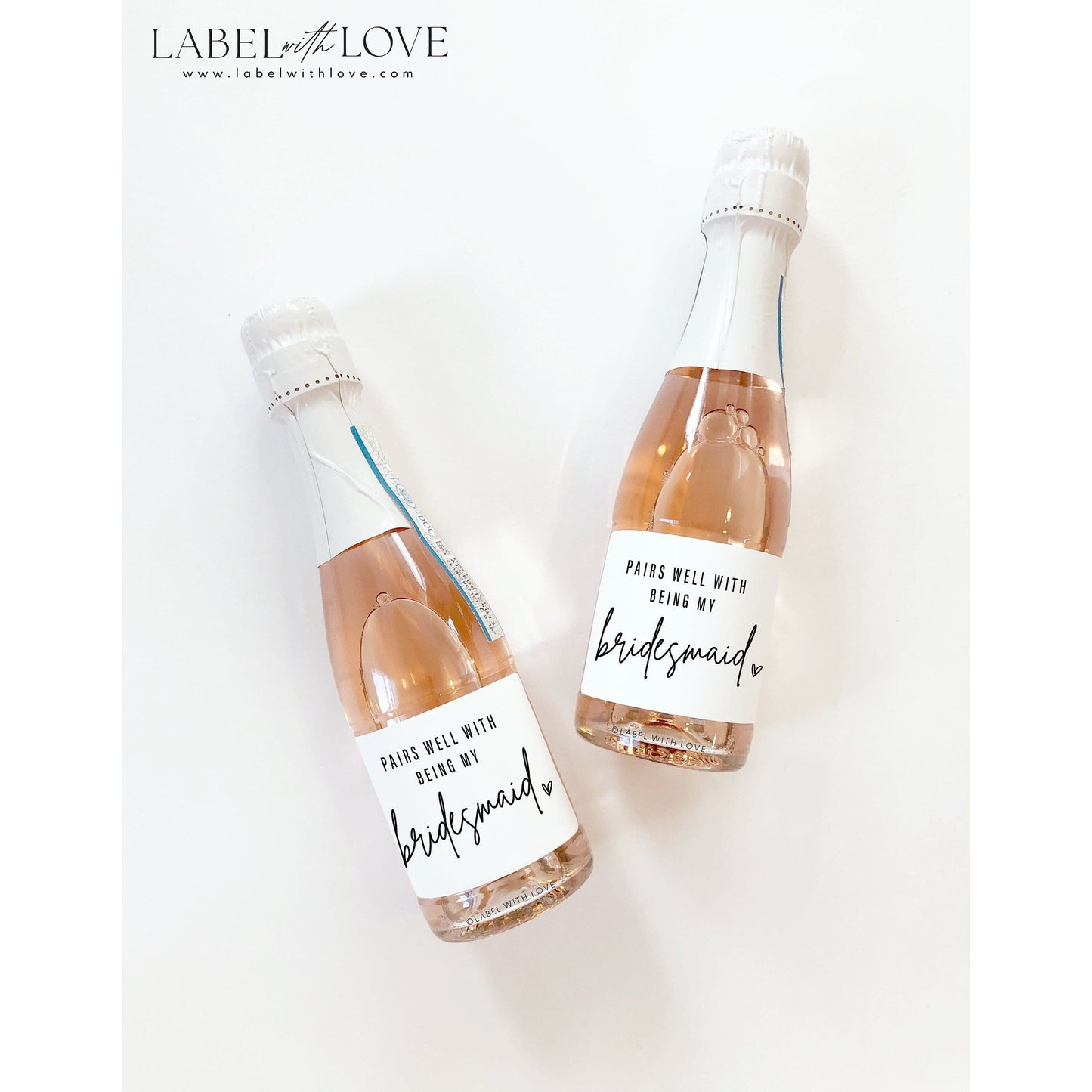 Modern Bridesmaid Gift Mini Champagne Label, Bridesmaid Proposal Box Idea, Maid of Honor Wine Sticker, Bridal Party Gift, BRBM1