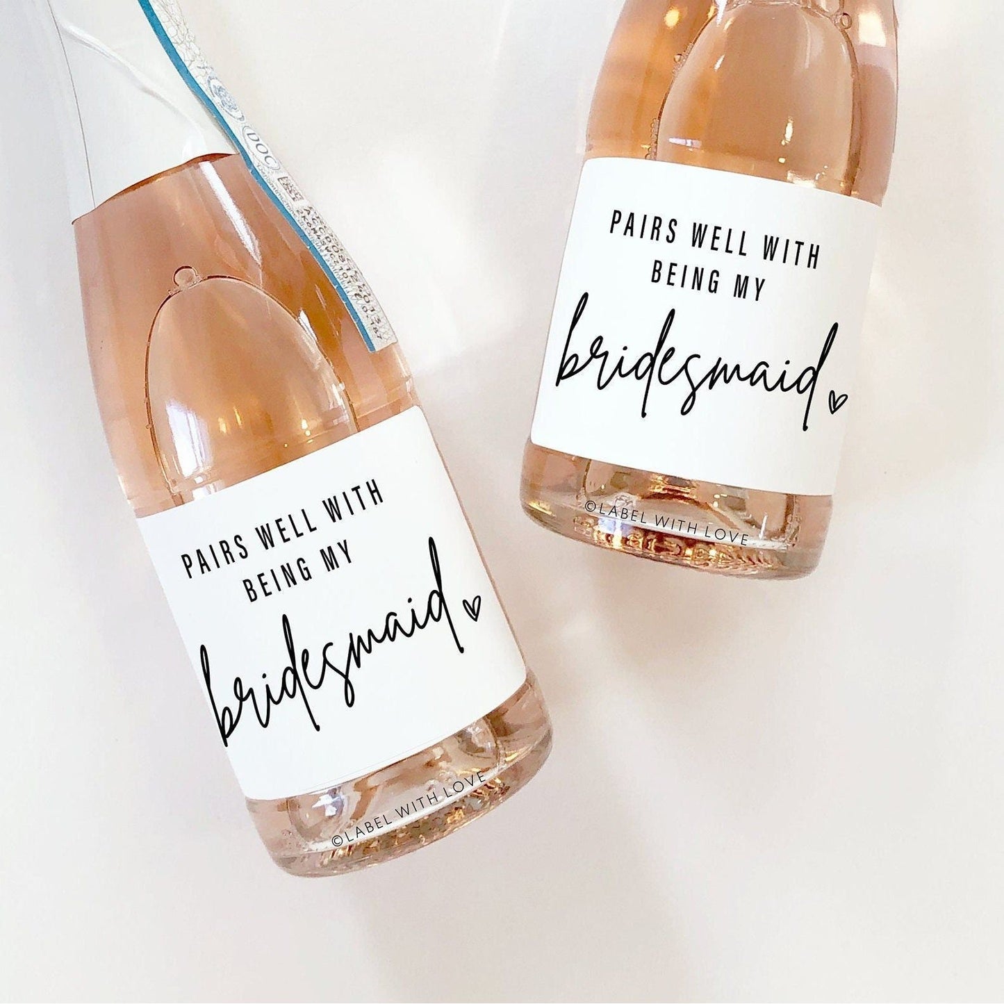 Modern Bridesmaid Gift Mini Champagne Label, Bridesmaid Proposal Box Idea, Maid of Honor Wine Sticker, Bridal Party Gift, BRBM1