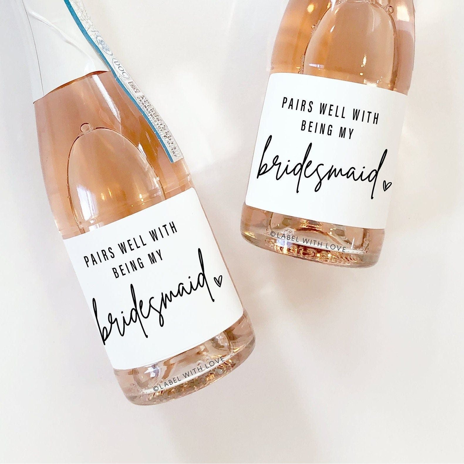 Modern Bridesmaid Gift Mini Champagne Label, Bridesmaid Proposal Box Idea, Maid of Honor Wine Sticker, Bridal Party Gift, BRBM1