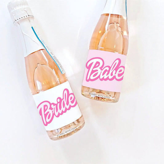 Malibu Barb 90's Bachelorette Party Mini Champagne Labels | Let's Go Girls Stickers | Survival Kit Hangover Kit | Bachelorette Bags