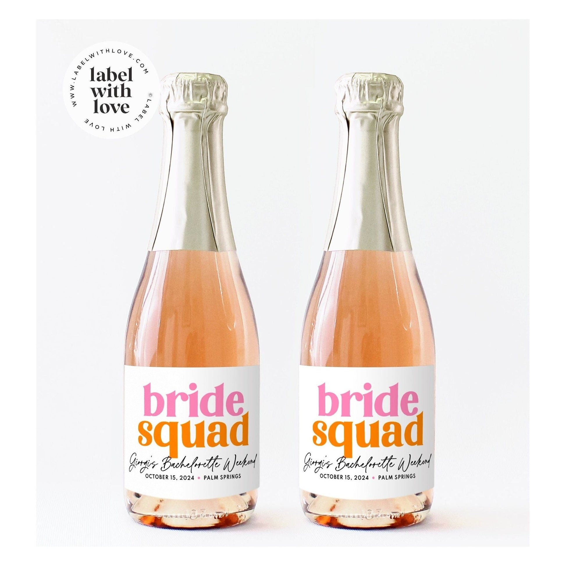 Boho Bachelorette Mini Champagne Labels - Bride Squad Bridesmaid Proposal Labels - Bridal Shower Wedding Wine Labels