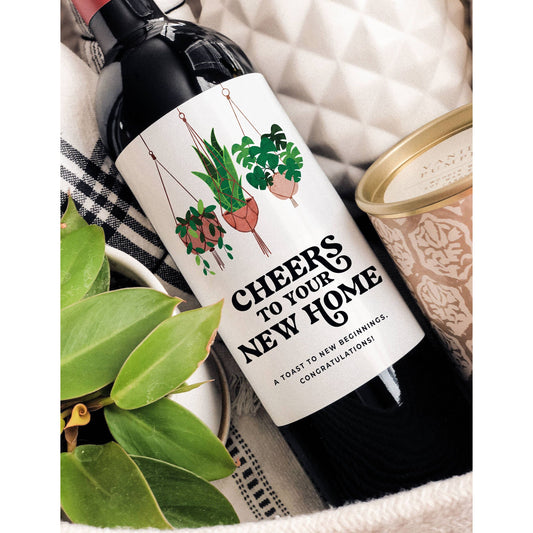 Boho Housewarming Gift | Housewarming Wine Label | Realtor Gift to Clients | Plant Lover Gift | New Homeowner Gift | Mortgage Broker Gift