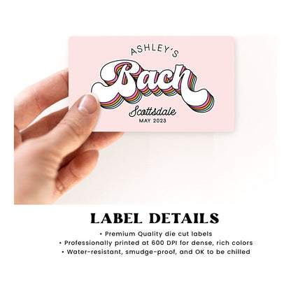 Retro Bachelorette Party Mini Champagne Labels | Groovy Hippie Palm Springs Wine Stickers | Bach Party Bag Favors | Hen Do Decorations