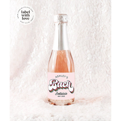 Retro Bachelorette Party Mini Champagne Labels | Groovy Hippie Palm Springs Wine Stickers | Bach Party Bag Favors | Hen Do Decorations