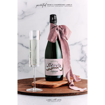 Retro Bachelorette Party Mini Champagne Labels | Groovy Hippie Palm Springs Wine Stickers | Bach Party Bag Favors | Hen Do Decorations