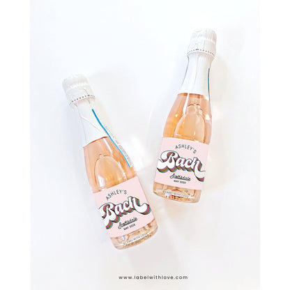Retro Bachelorette Party Mini Champagne Labels | Groovy Hippie Palm Springs Wine Stickers | Bach Party Bag Favors | Hen Do Decorations