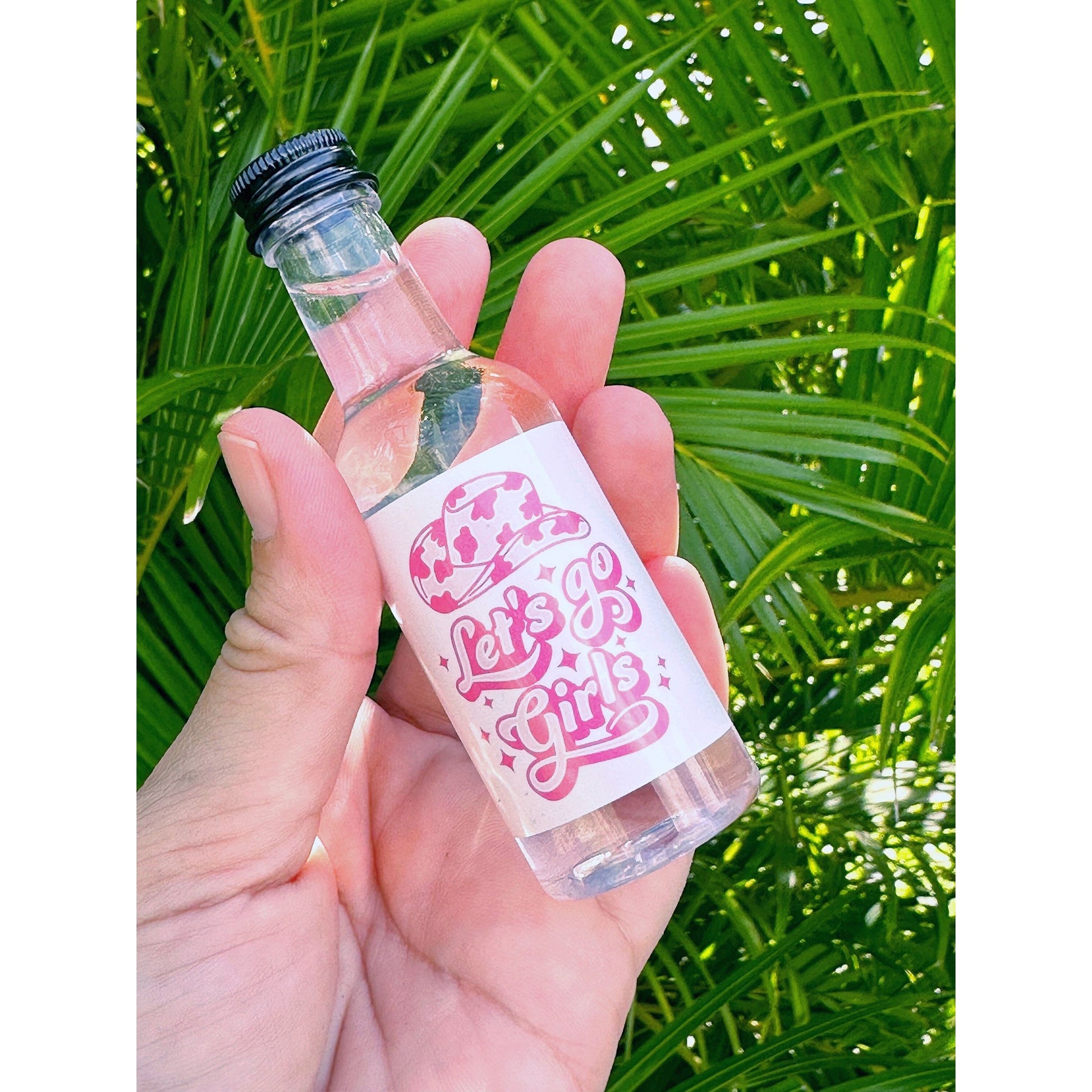 Set of Disco Cowgirl Bachelorette Party Mini Liquor Labels | Let's Go Girls Shot Stickers | Vodka Shooter Bachelorette Favors