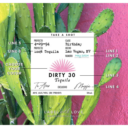 Birthday Tequila Labels 50 mL | 21st Birthday Party Favors | Casamigos Label | 30th 40 50 Birthday Fiesta | DIY Shot Stickers