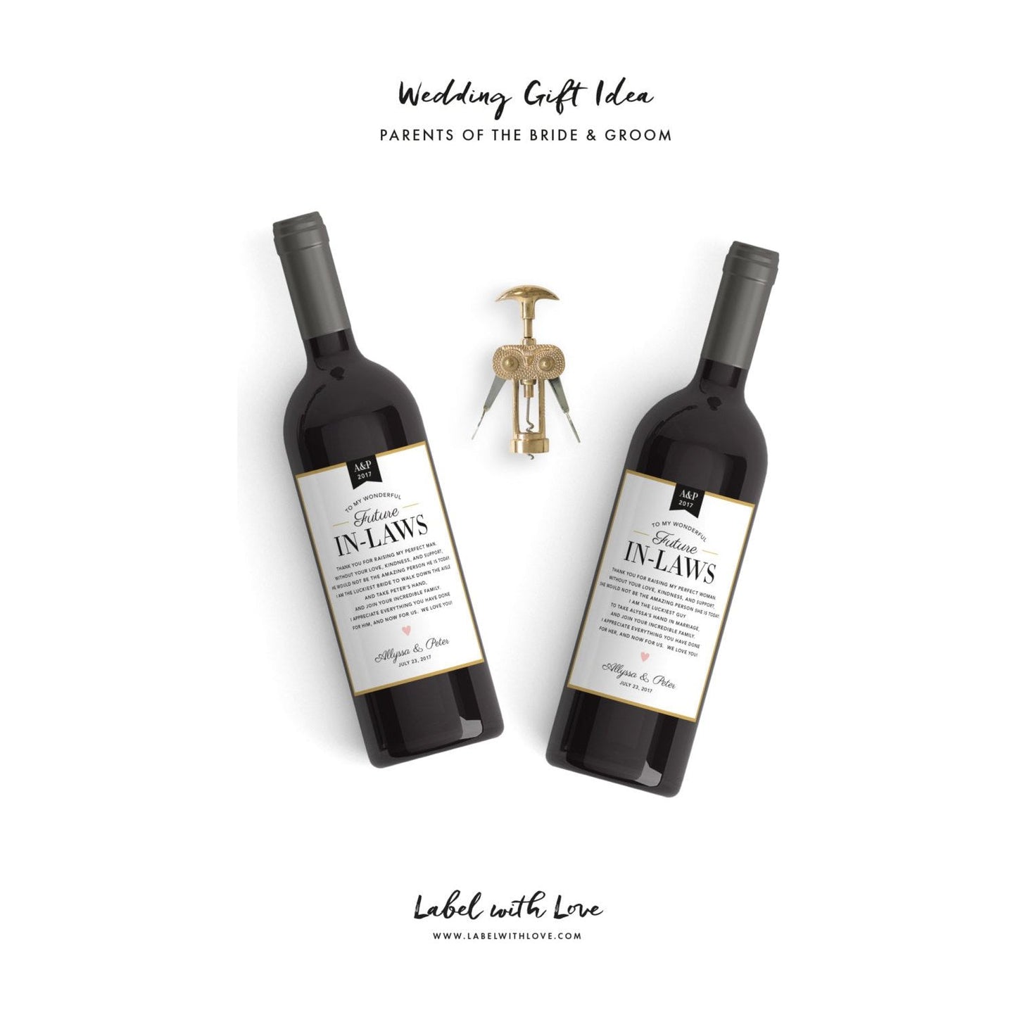 In Law Wine Labels - Wedding Thank You Gift Parents of the Bride and Groom - Mother in Law Father in Law Gift Thank You